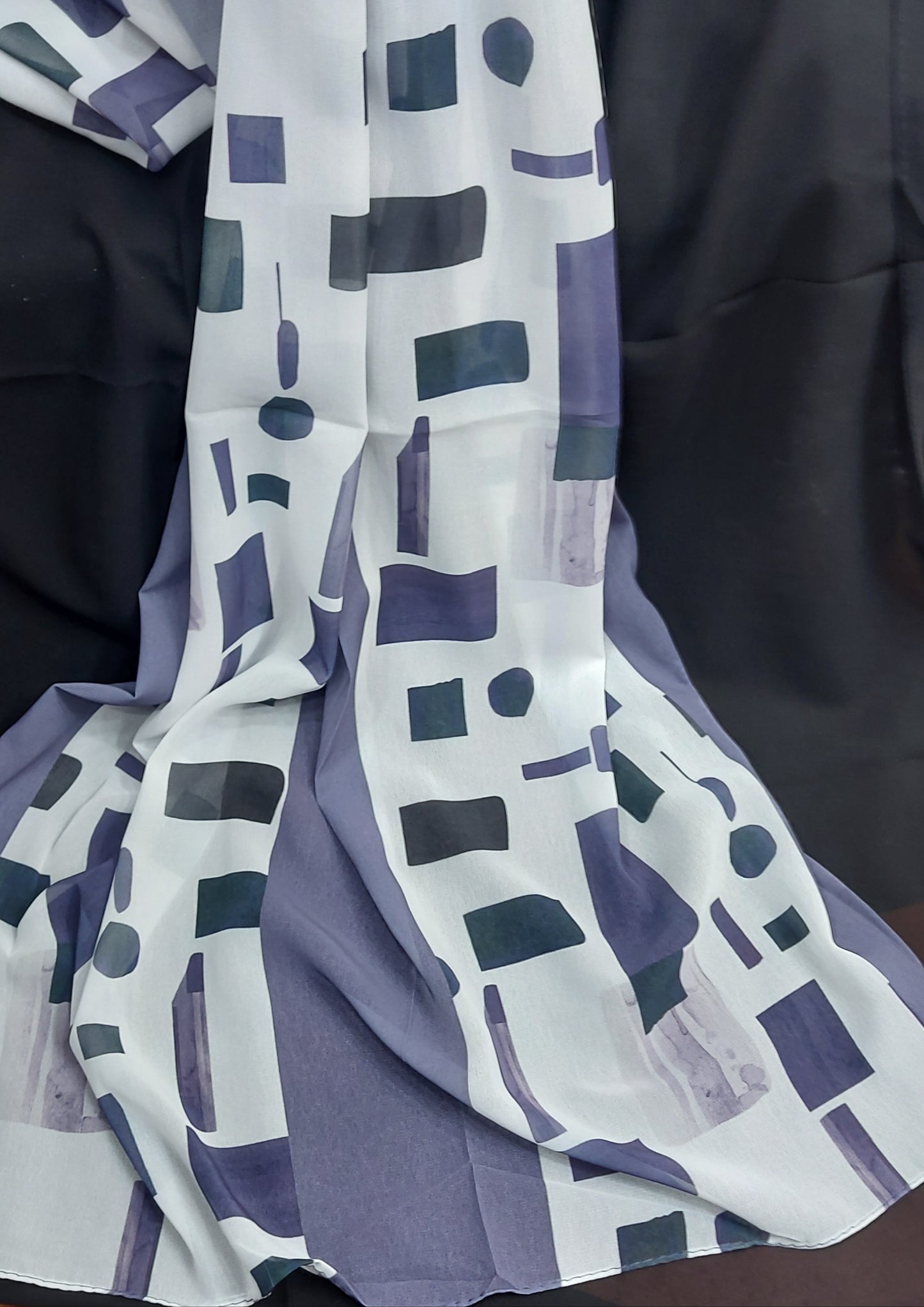 3D georgette-Boxed purple