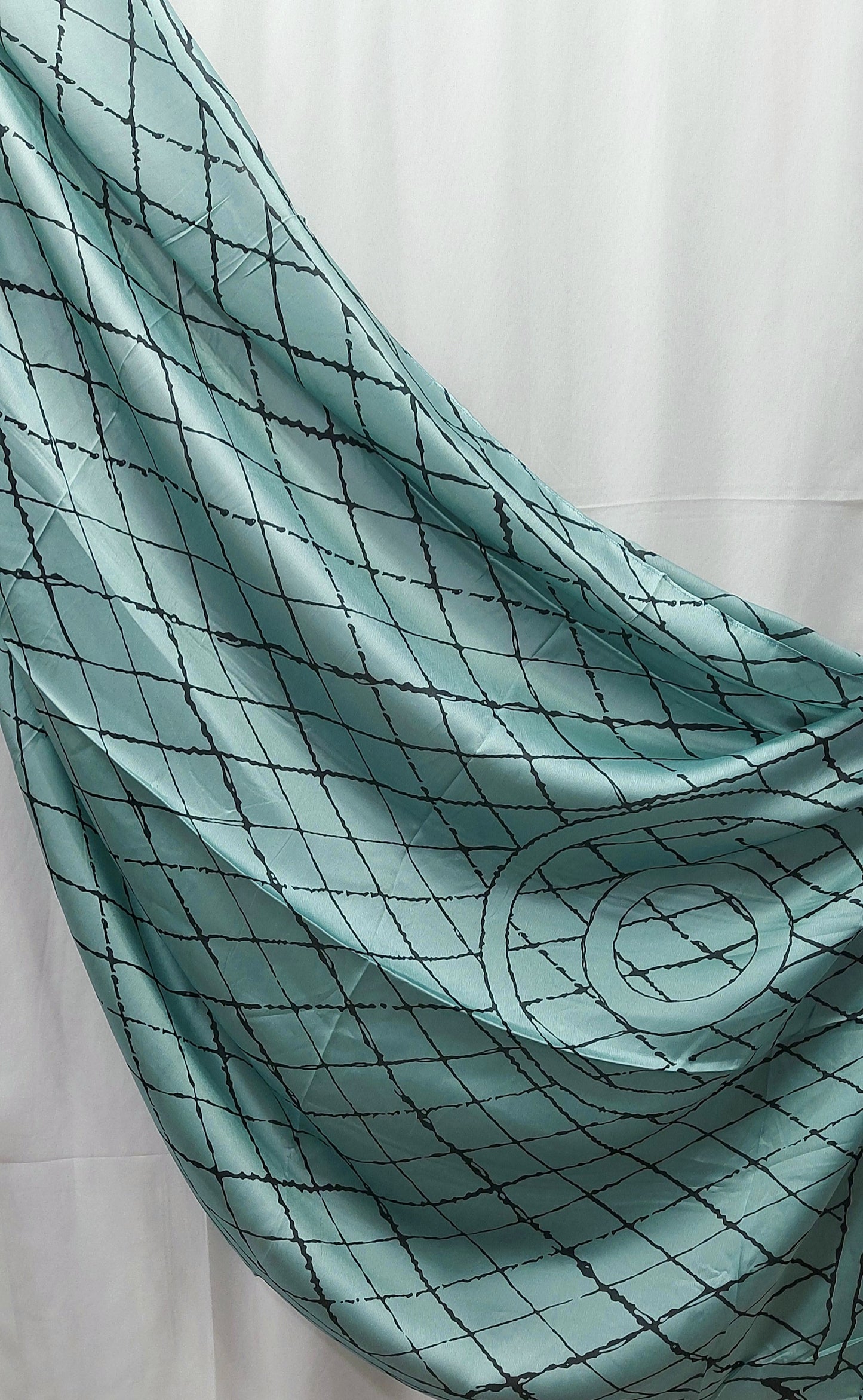 Printed Silk-Grid Green
