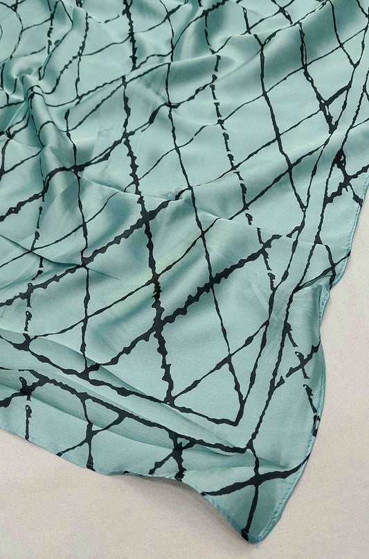 Printed Silk-Grid Green