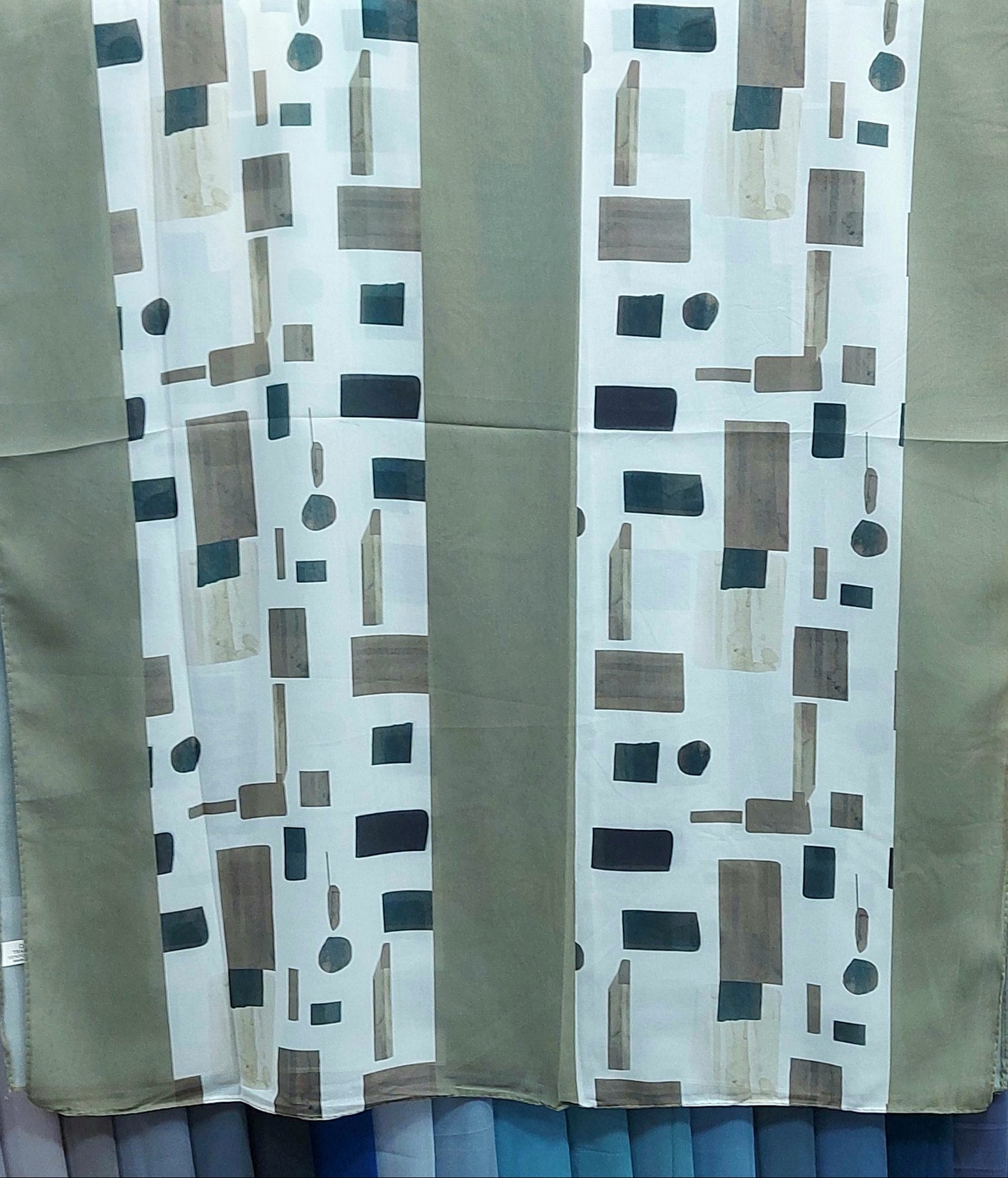 3D georgette-Boxed Olive green