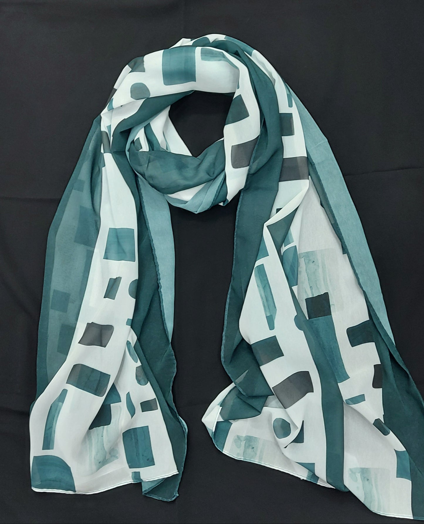 3D georgette-Boxed Emerald green